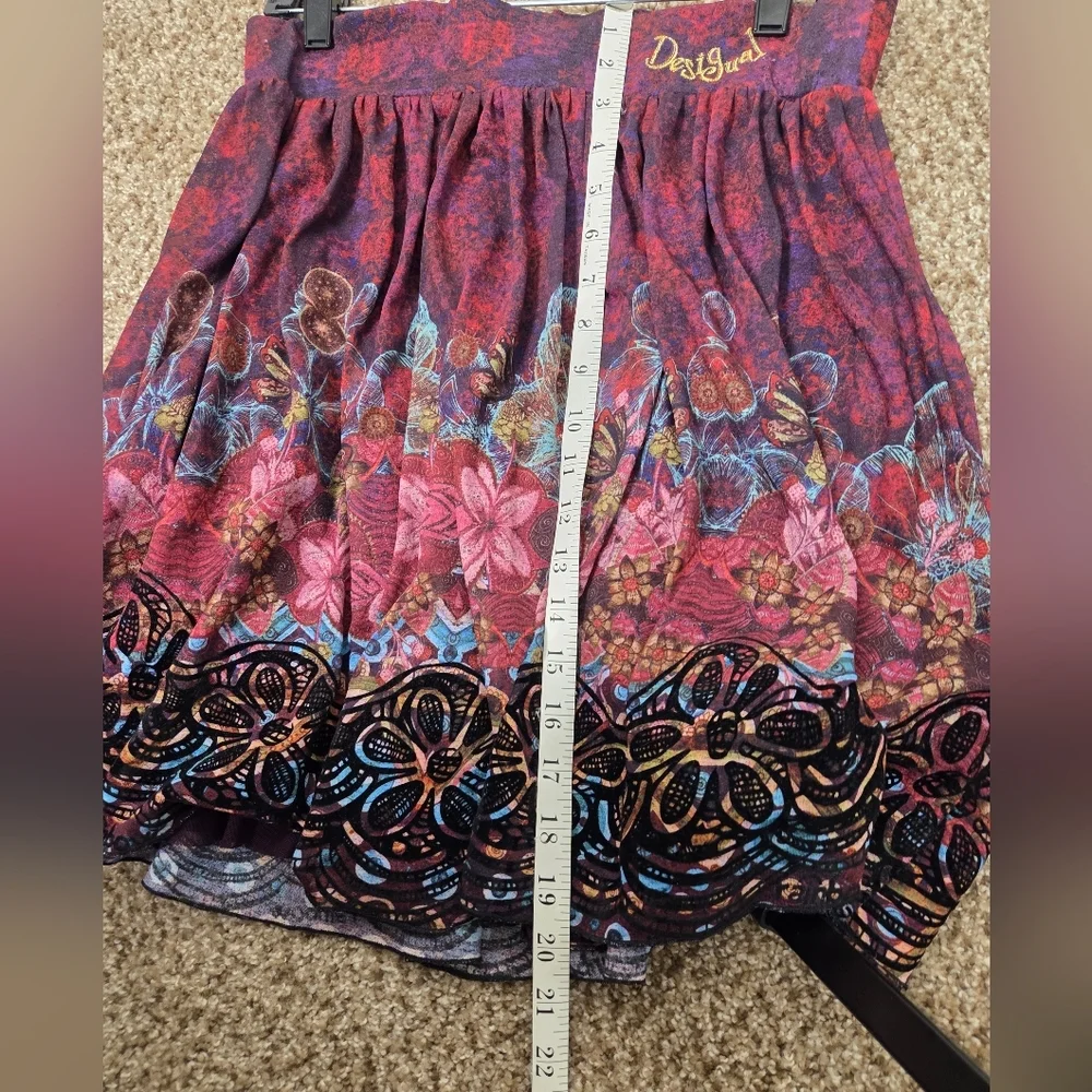 Desigual Rainbow Y2k Fun Colorful Bubble Skirt Pull On Lined Velvet Artsy Small - Picture 6 of 9